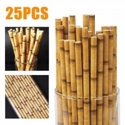 Pailles papier impression bambou par 25